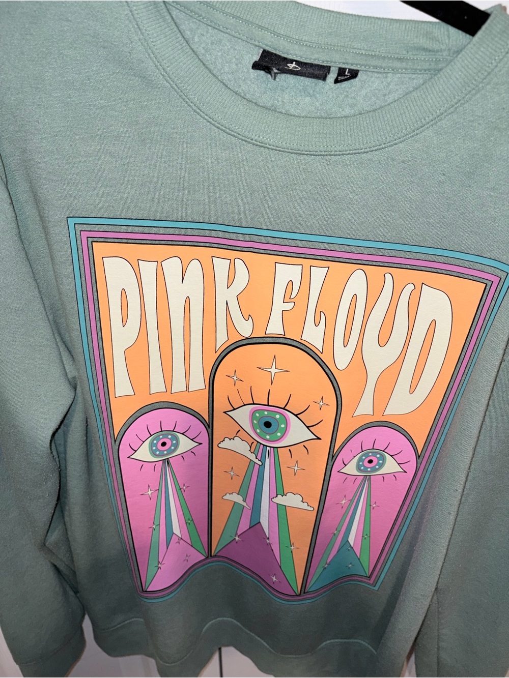 Pink Floyd Sage Green Crewneck with Retro Multicolor Graphic - Picture 2 of 4